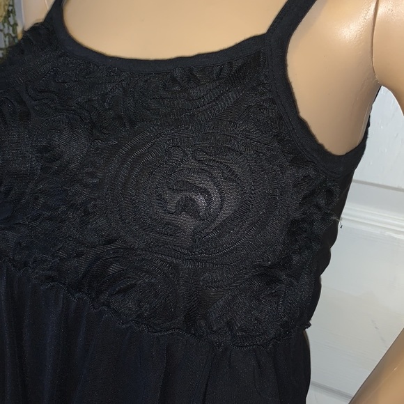 Black ruffle roses layered rhumba ruffles tunic mini dress tank top S - Picture 4 of 11